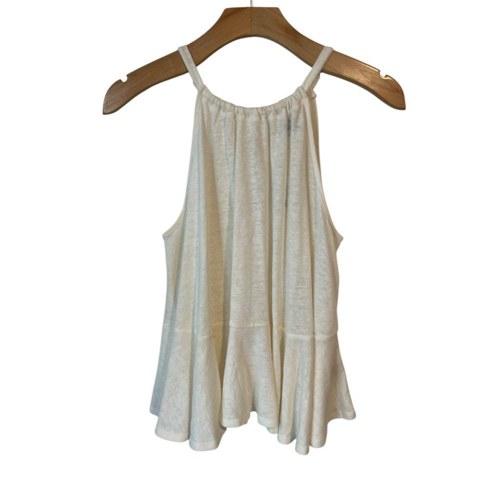 Old Navy Tunic Tank Top Womens Size XS Pullover Ivory Boho Trim Slinky Back Tie